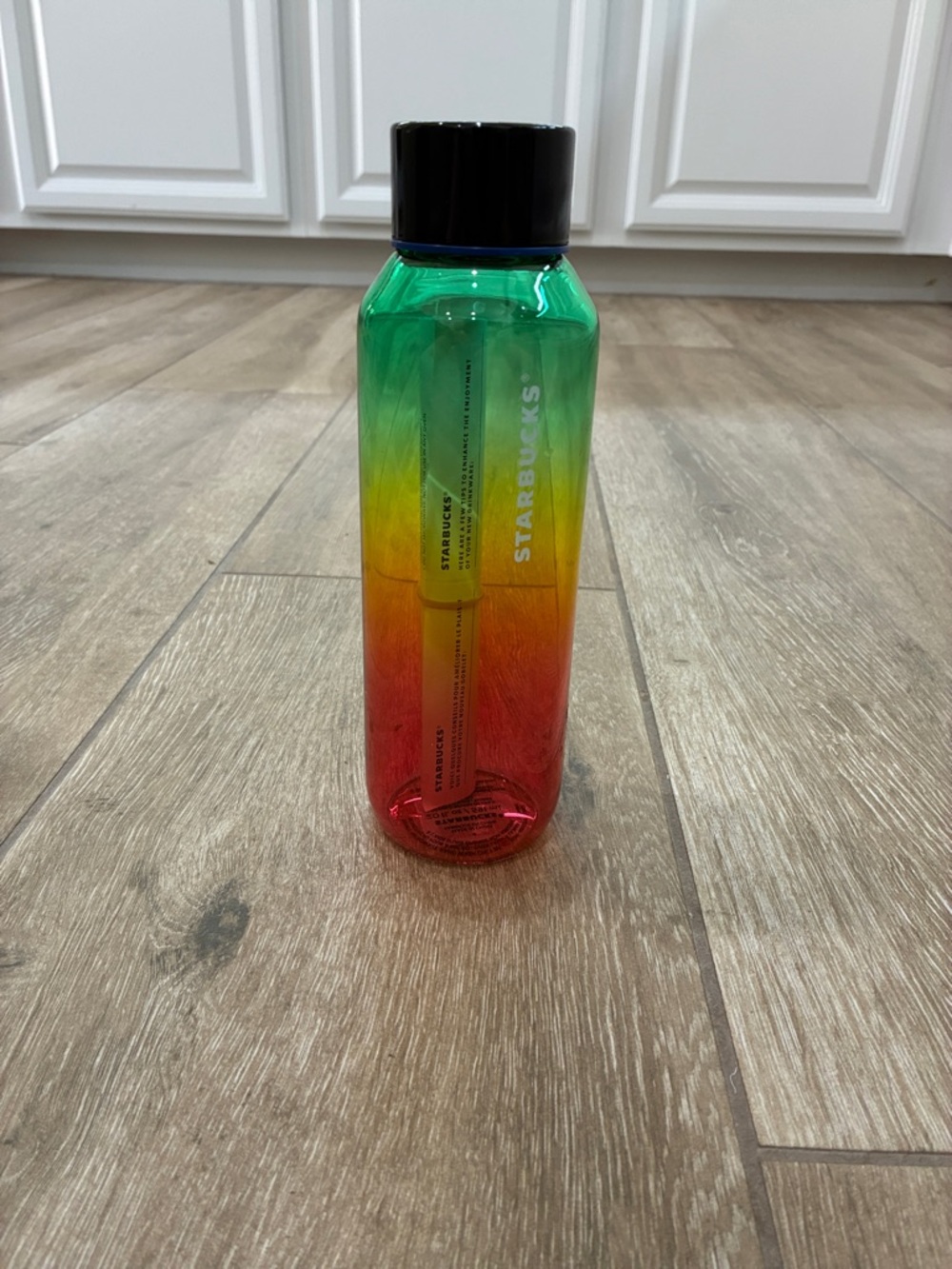 Starbucks Gradient Water Bottle - Green Yellow Red with Black Lid